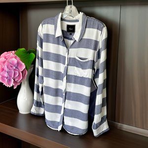 Rails Blue and White Striped Blouse